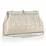 MIFXIN Damen Exquisite Diamant Schleife Clutch Tasche Frauen Glänzend Abendtasche mit abnehmbarer Kette Schleife Zubehör für Party Dinnerparty Alltag, D-apricot, one size
