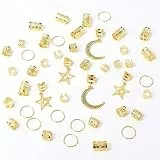 Zosutetoxo 45stück Gold Haarschmuck Set: Barock Muschel Haar Accessoires mit Sternen und Perlen, Meerestier Haarringe für Zöpfe und Dreadlocks