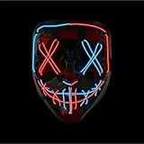 Costumed 3x Halloween Maske Purge LED blau/rot - Kostümmaske steuerbar für Halloween, Fasching & Karneval als Kostüm & Verleidung für Herren & Damen (Farbauswahl) (3x blau/rot)