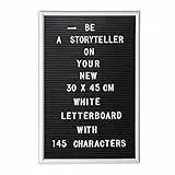 Relaxdays Letterboard, 145 Buchstaben, Zahlen, Sonderzeichen, 45x30 cm, Buchstabentafel zum Stecken, Kunststoff, weiß