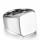 Flongo Herren Ring Männer Siegelring Bandring Daumenring Edelstahlring Silber Ton Hochzeit Verlobung Engagement Herren-Accessoires Größe 59