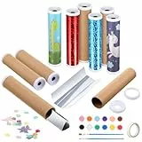 Sinmoe 12 Kaleidoskop Bastelset für Kindergeburtstag mit 12 DIY Kaleidoskope 4 Sets 12 Farben 3ml Acrylfarben 12 Sets Pinsel Mitgebsel für Mädchen Junge Schule Kindergarten