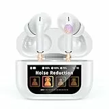 ZZU Kabellose Bluetooth Kopfhörer mit Smart Touchscreen, 48 Std. Laufzeit, Bluetooth 5.4 In-Ear Ohrhörer mit ANC & ENC Geräuschunterdrückung, 5 EQ-Modi, HiFi Stereo, IPX7 Wasserdicht Weiß