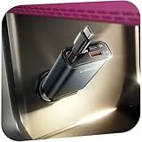 LISEN 57W Zigarettenanzünder USB C 3 in 1 Auto Ladegerät - [300% Kompakt] 12V USB Adapter Auto mit Ladekabel, Car Charger GPS Ladegeräte Ladestationen für iPhone 16 Pro Max, iPad Air 17