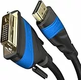 KabelDirekt – HDMI DVI Adapter Kabel mit A.I.S. Schirmung gegen Störsignale – 0,5m (bi-direktionales DVI-D 24+1/HDMI Monitor Kabel, HDMI-Gerät an DVI-Monitor anschließen oder umgekehrt, Full HD/1080p)