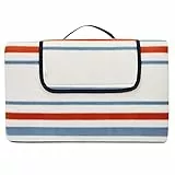 Amazon Basics Picknickdecke, campingdecke mit wasserdichter Unterseite, Meeresstreifen, 200 x 200 cm