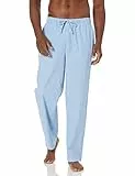 Amazon Essentials Herren Gewebte Straight-Fit Pyjamahose Mit Taschen, Hellblau Streifen, L
