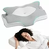 Elviros Orthopädisches Nackenkissen aus Memory Foam, Ergonomisches Kopfkissen Nackenschmerzen, für Rücken, Seiten und Bauchschläfer, Waschbarer, Kühler Kissenbezug, 64×(11,5/13)×40 cm