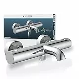 Schütte 33190 Badewannenarmatur Los Angeles mit Thermostat, Wannenarmatur Wannenthermostat mit Verbrühschutz bei 38℃, Mischbatterie Wasserhahn Armatur für Badewanne, Chrom