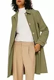 Orolay Damen Trenchcoat Einreihige Mittellange Classic Revers Winddichte, schlanke Oberbekleidung Grün S