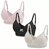 AIEOE 3er Pack BH Damen ohne Bügel Push Up Baumwolle Klassische BHS Set Weich Bequemer Unterwäsche Bra mit Verstellbarem für Alltag - S