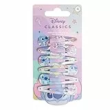 Disney Stitch Hair Snap Clips für Mädchen, 5.1 cm Metall rutschfeste Clips mit Stichdruck Stilvolle Haarschmuck - 6 Haarspangen