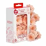 dekora – Essbare Blumen für Torten aus Oblate, 18 salmón Camélias, 4 cm, ohne Zucker, glutenfrei, laktosefrei, Tortendeko essbar für Hochzeit, Geburtstag, Taufe und Gender reveal