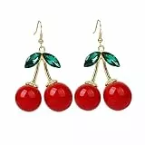 Holibanna Rote Kirschohrringe aus Legierung und Kunststoff 3,7×6×1,9cm Damen Ohrringe mit Glatter Oberfläche Schmuck Geschenk für Mädchen und Frauen zu Weihnachten und Valentinstag