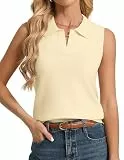 Kate Kasin Damen Ärmellose Wollmischung Strick Tank Tops Casual Basic Polokragen Weste Pullover Sommer Cami Oberteile Hellgelb M
