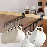 Rixotix 2 Stücke Becher Tassen Lagerung Haken Unter Rack Tassenhalter Küchenutensilien Krawatten Gürtel und Schal Hängen Rack Halter Unterschrank Schrank