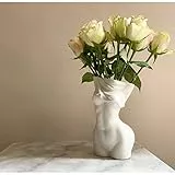 Cutfouwe Weibliche Körpervase Deko Vase Weiß Keramik Vase Pampasgras Blumenvase Menschliches Körper Form Minimalistische Dekorative Vase Für Wohnzimmer Home Deko (C, Modern vase)