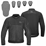 KEMIMOTO Motorrad Jacke Herren, mit CE-Protektoren, EVA-Rückenprotektor, Motorradjacke Sommer Schutzjacke Atmungsaktivem Mesh, Reflektierenden Streifen, den Alltag Lange Reisen Outdoor-Aktivitäten