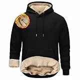 TACVASEN Kapuzenpullover Herren Fleece Sweatshirt mit Kapuze Sherpa Gefüttert Hoodie Thermo Warm Winterpullover, Schwarz, L