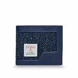 Islander HarrisTweed Herren Geldbörse, Marineblaues Fischgrätenmuster, 4.33'x3.74'x0.98', Classic