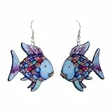 Ohrringe Karneval Mit Clip Lustige Acrylohrringe mit Halloween-Atmosphäre. Halloween-Ohrringe für Mädchen, Frauen und Männer Sommerliche Ohrringe (Blue, One Size)