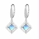 ZIPPICE Mondstein Ohrringe 925 Sterling Silber Mondstein Tropfen Ohrringe Leverback Creolen Mondstein Schmuck Geschenke für Frauen Teen mit Schmuck Geschenkbox