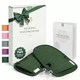 LoWell® Peelinghandschuh 2er Set – Hamam Handschuh für Körper & Gesicht – effektiver Peeling Handschuh zur Hautreinigung – inkl. Peeling Guide & 2 Saugnäpfe – Grün