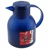 Emsa Samba Isolierkanne 504231 | 1 Liter | Quick Press Verschluss | 100% dicht | 12h heiß, 24h kalt | Transluzent Blau | Polypropylen