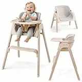 Moby-System Lumo 3in1 Klappbarer Hochstuhl für Babys und Kleinkinder, 2 Höhenstufen, Beige, mit Tablett und 5-Punkt-Gurt