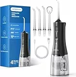 Operan Munddusche Kabellos Tragbar Elektrische, 300ML Oral Irrigator Munddusche Testsieger, Water Flosser für Zähne, Zahnfleisch und Zahnpflege, Gloss Black