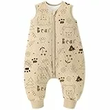 Looxii Schlafsack Baby mit füßen 1.5 Tog Baumwolle BabySchlafsack Herbst Ganzjahres Schlafsack mit Beinen für Kinder 18-36 Monate Jungen Mädchen 80 cm