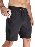 Arcweg Badehose Herren Lang Schnelltrocknend Badeshorts Sporthose Freizeit Shorts Männer Schwimmhose mit Reißverschlusstasche Schwarz L (EU)
