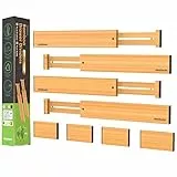 ANTOWIN Schubladentrenner Verstellbar Bambus (33-43 cm), Schubladen Organizer, Gefedert, Küche, Kommode, Badezimmer, Schlafzimmer, Babyschublade, Schreibtisch Ordnungssystem