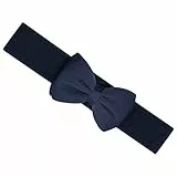 Ro Rox Vera 1950er Jahre Vintage Retro Pin-Up Breiten Elastischen Satinbogen Gürtel (Marine, M)
