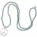 KELITCH Classic Peace Anhänger Halskette Love Hippie Frosted Crystal Beaded Halsketten (Grün E)