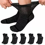 LOFIR Bambus Diabetiker Socken für Damen: Diabetikersocken Ohne Gummibund Herren Extra Weit Breiter Gürtel Ohne Naht kurz Socken für Senioren Geschwollene füße 5 Paare Schwarz - 5 Paare 43-46
