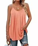 Aokosor Tank Top T-Shirt Damen Blusen Tuniken Tops für Damen Sommer Locker Tunika Oberteile ärmellos Outfits 2025 Koralle L