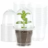 Weciau Anzuchttöpfe mit Feuchtigkeitskuppel, 20 Stück Kleine Pflanzentöpfe Plastik Ø 9cm, Anzuchttopf Rund Blumentöpfe Transparent mit Ablauflöchern für Saatgut, Stecklinge, Sukkulenten
