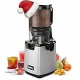 Fretta Entsafter Slow Juicer Machine, Entsafter Gemüse und Obst Testsieger, 250W Edelstahl Saftpresse Elektrisch Obstpresse mit 135mm Großem Öffnung, Leicht zu Reinigen, Umkehrfunktion, BPA Frei