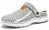 Clogs Hausschuhe Damen Herren Sommer Schuhe Gartenschuhe Mesh Slippers Outdoor Pantoletten Strand Sandalen, Hellgrau, 43 EU