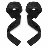 BEAST RAGE Zughilfen für Krafttraining (Fitness Straps) Kreuzheben Gurte Frauen Männer (Gepolstert) Gewichthebergurte Baumwolle Handgelenkstütze Griffe Hantel Bar (Lifting Straps) (Schwarzes Gel)