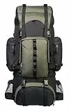 Amazon Basics Wanderrucksack mit Innengestell und Regenschutz, 65 L, Grün