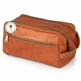 Berliner Bags Vintage Kulturbeutel Tim M, Kulturtasche und Waschtasche aus Leder, Kosmetiktasche für Damen und Herren - Braun