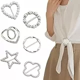 LOMSUXA 6 stück Broschen Set für Kleidung, Damen Metall T Shirt Clip, Strasssteine Schnalle Schal Ringschnalle Kleidungs Eckknopf Metall Kreis Clip, Elegante Damen Broschen, Ausschnitt Verkleinern