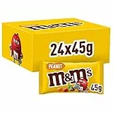 M&M's Peanut, Schokoladen Großpackung, 24 x 45g, Erdnussgeschmack Schokolinsen, Schokoladen Geschenk (1080g)