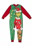 United Labels Grinch Jumpsuit für Kinder, Grün Rot, 98 104, Overall lang für Jungen und Mädchen, Schlafanzug Einteiler Weihnachten