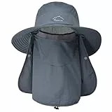 ehsbuy Fischerhut Herren Breiter Krempe Mesh Tropenhut Safari Hut Faltbar Sonnenhut mit Gesichtsbedeckung Nackenklappe