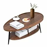 MOHQZA Couchtisch Oval Holz | Wohnzimmer Tisch für Couch | Wohnzimmertisch mit Stauraum | Einfacher Aufbau Industrie-Design 100x55x38 cm | Kleine Moderne Couchtische für Heim und Büro