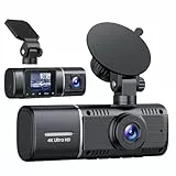 Volam Dashcam Auto Vorne Innen, 4K +1080p Dual Dash Cam mit Akku Parküberwachung, 1,5-Zoll-IPS-Bildschirm Mini-Autokamera mit IR-Nachtsicht, G-Sensor, Weitwinkel