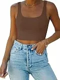 REORIA Damen Crop Top elegant Corset Aesthetic Sport Sommer Tops Kaffee M